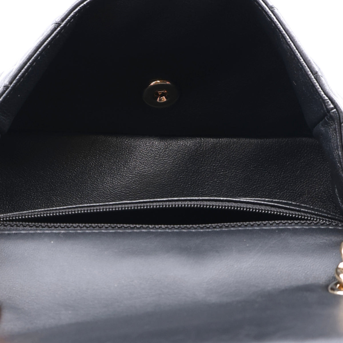Lambskin Quilted Mini Coco Charms Rectangular Flap Black