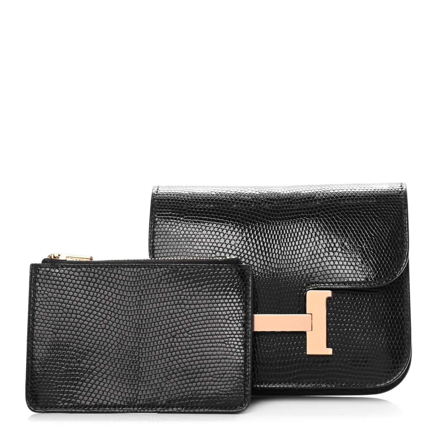 Hermes Lizard Constance Slim Wallet Black 1 of 7