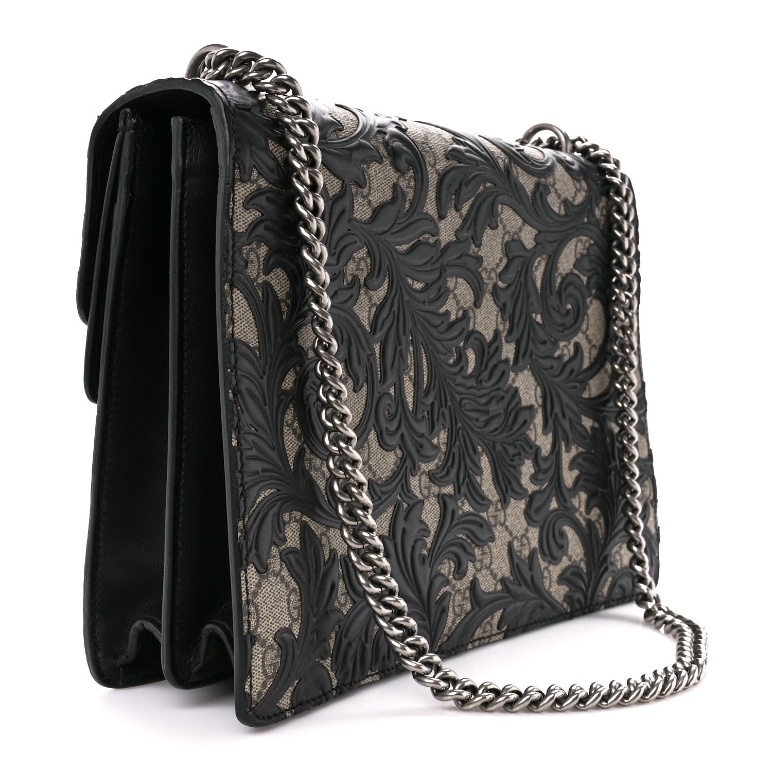 Gucci GG Supreme Monogram Arabesque Medium Dionysus Shoulder Bag Black 3 of 10