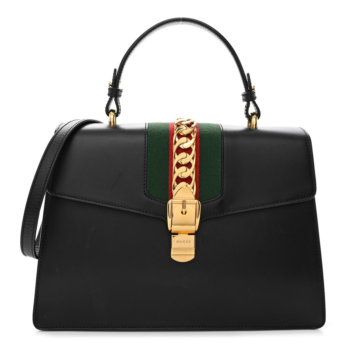 Calfskin Medium Sylvie Top Handle Bag Black