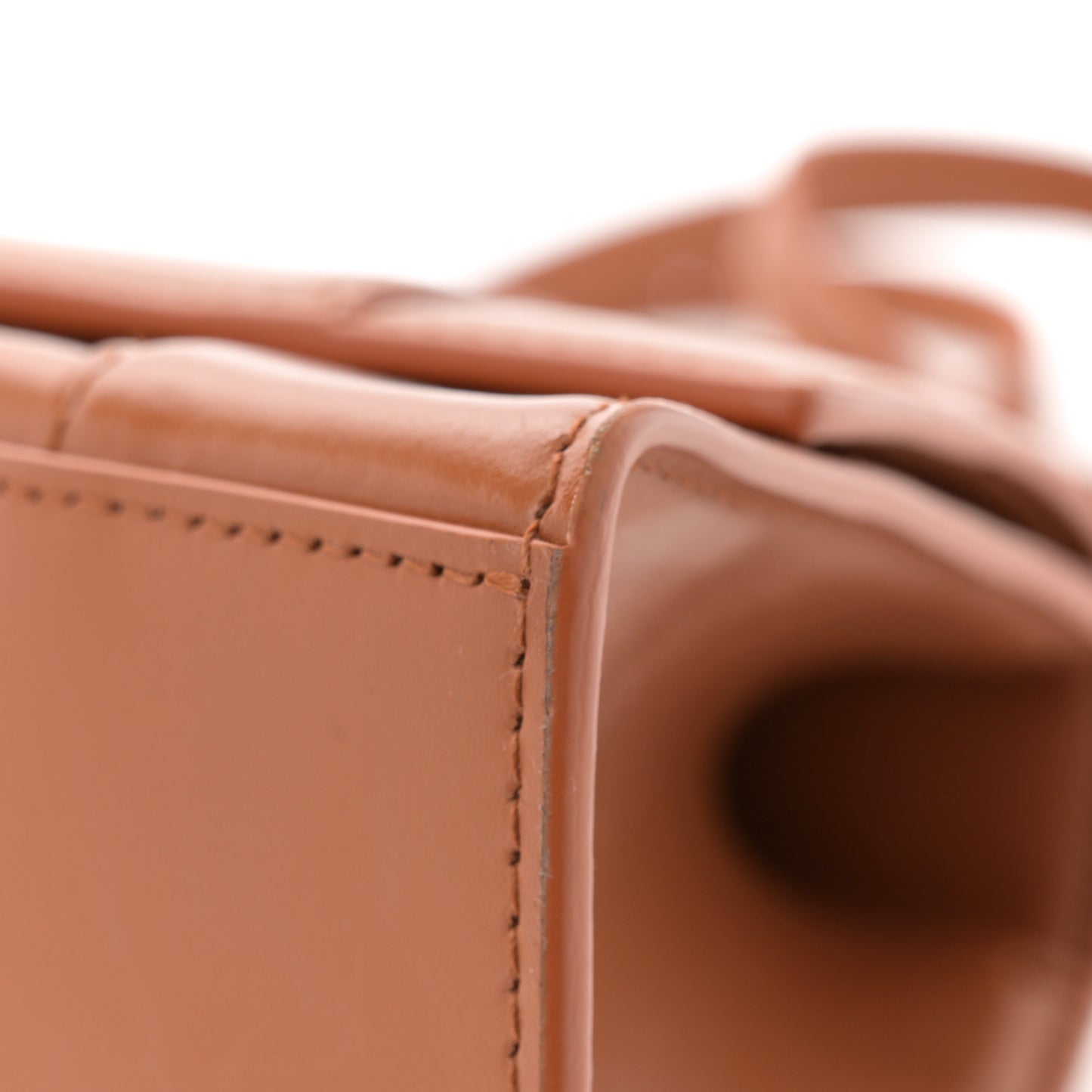 Shiny Box Calfskin Small Hourglass Top Handle Bag Camel