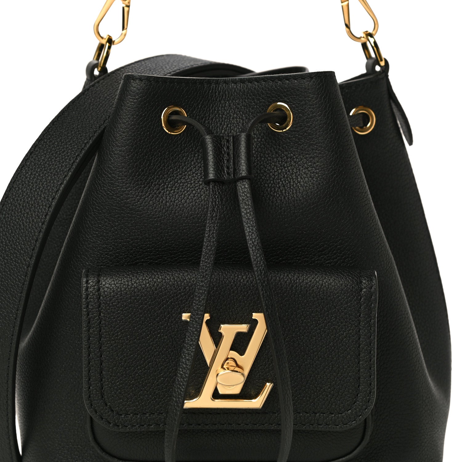Louis Vuitton Calfskin Lockme Bucket MM Black 6 of 8