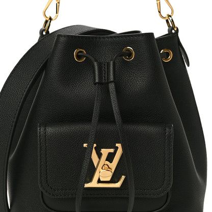 Louis Vuitton Calfskin Lockme Bucket MM Black 6 of 8