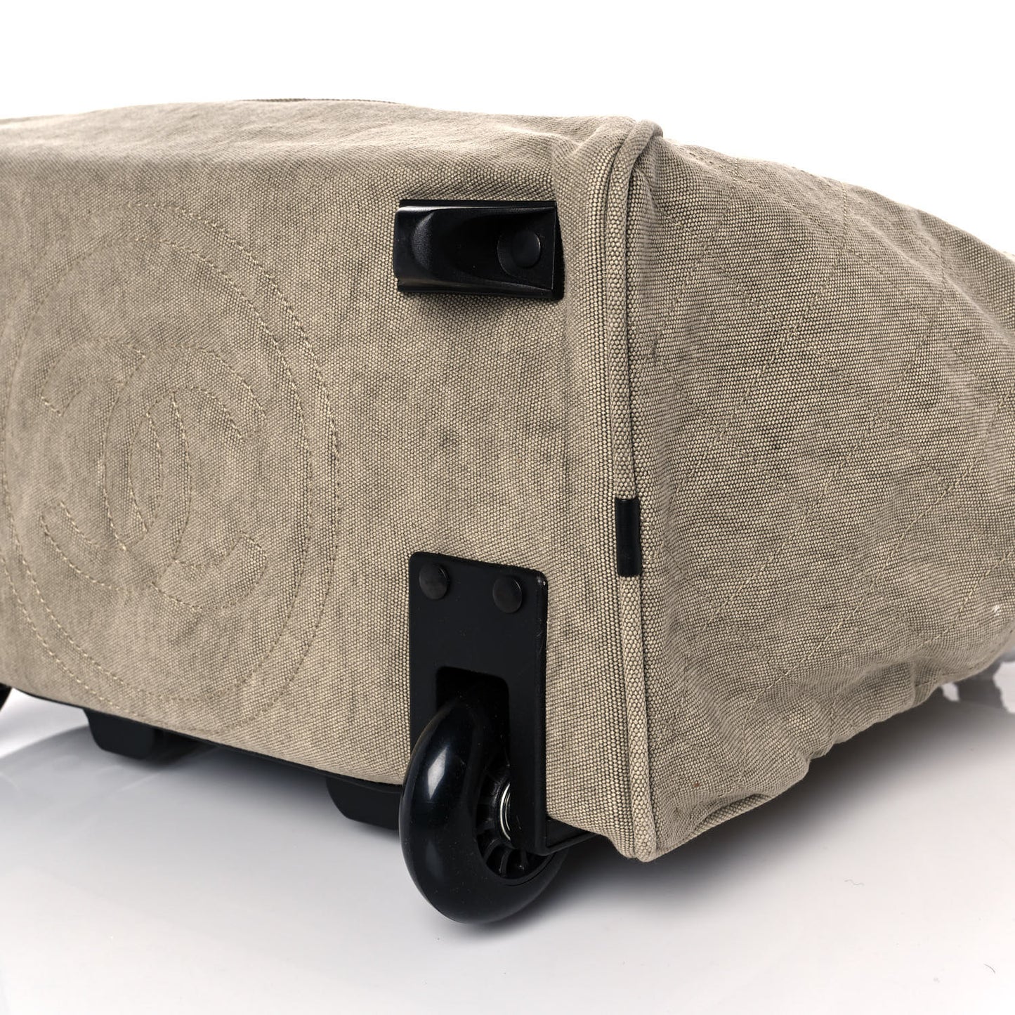 Washed Toile Calfskin Quilted Trolley Beige Black