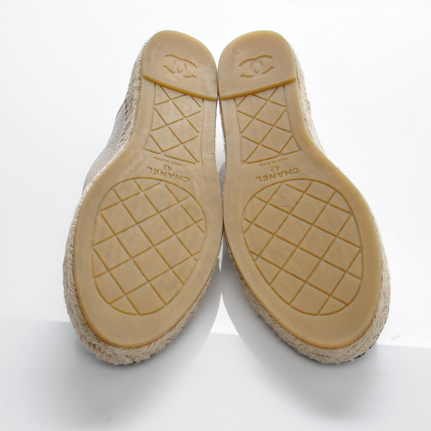Chanel Grained Calfskin CC Espadrilles 42 Beige Black 5 of 7