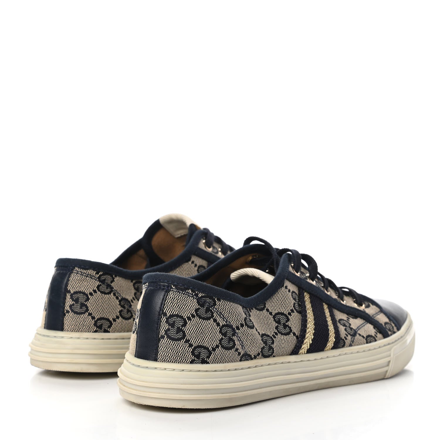 Gucci Monogram Web Sneakers 38.5 Navy Blue 4 of 8