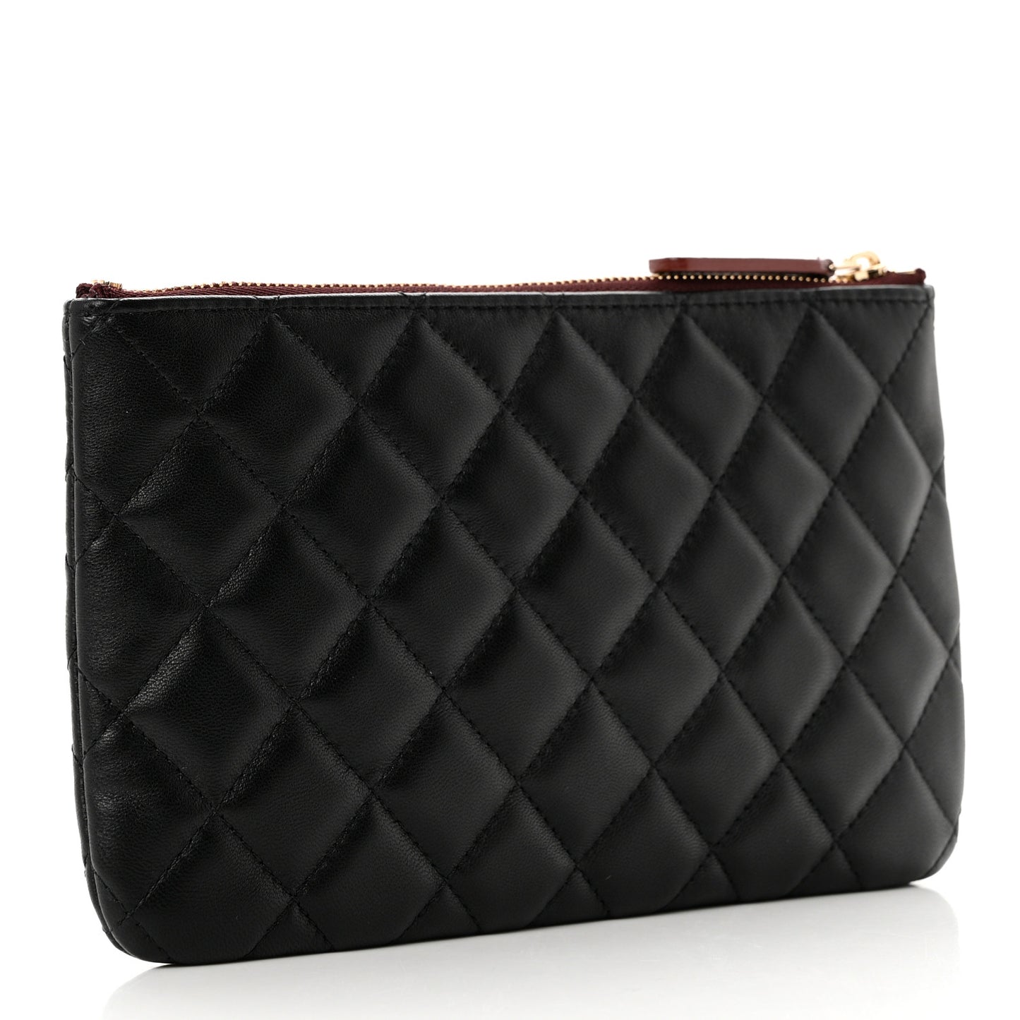 Lambskin Quilted Cosmetic Case Black