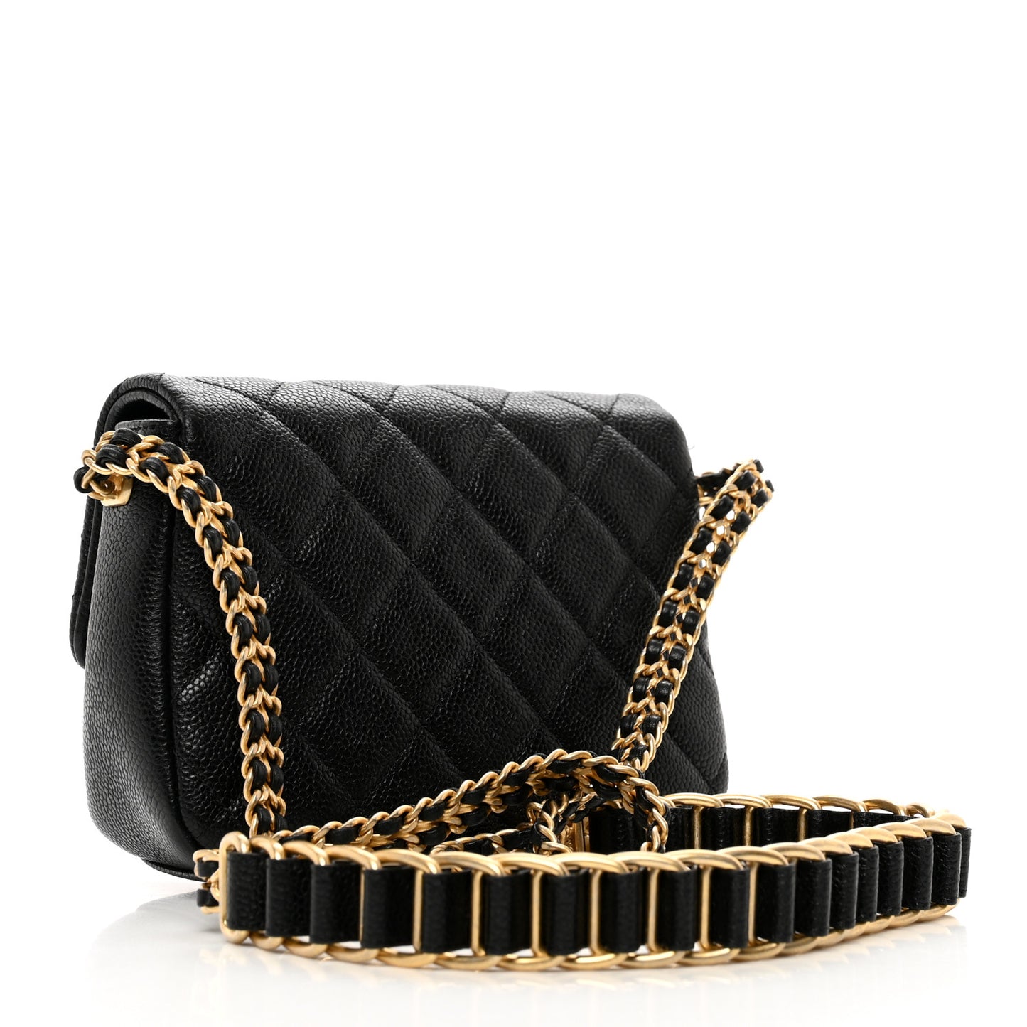Caviar Quilted Mini Chain Soul Flap Black