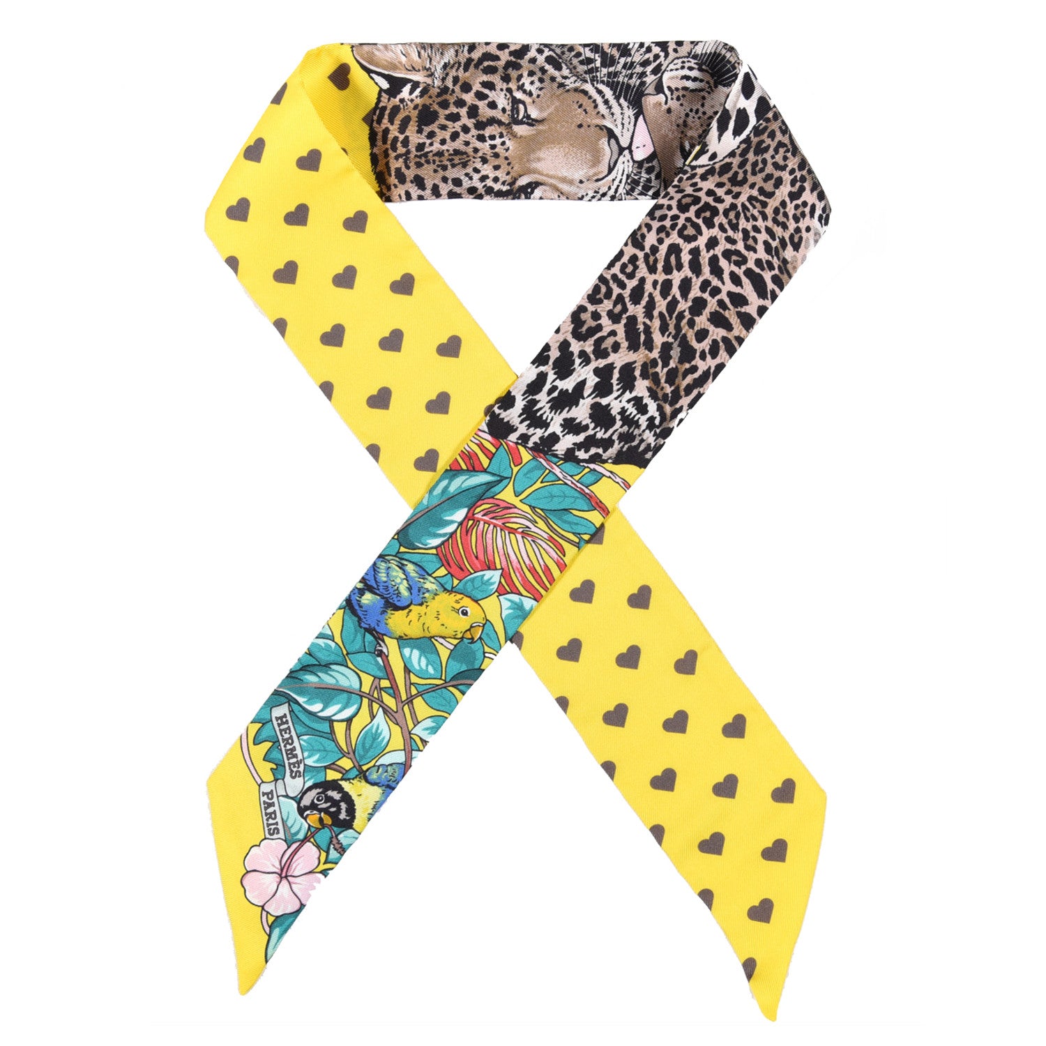 Hermes Silk Jungle Love Love Twilly Jaune Vif Canard 1 of 6