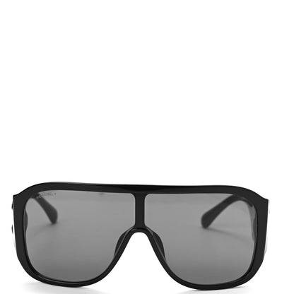 Chanel Acetate Crystal CC Shield Sunglasses 5466-B-A Black 2 of 8