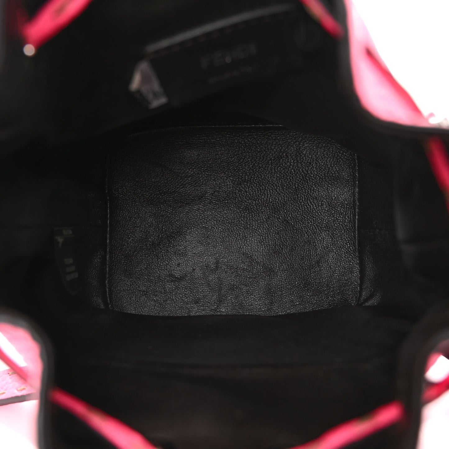 Cuoio Romano F is Fendi Mini Mon Tresor Pocket Bucket Bag Fluo Pink