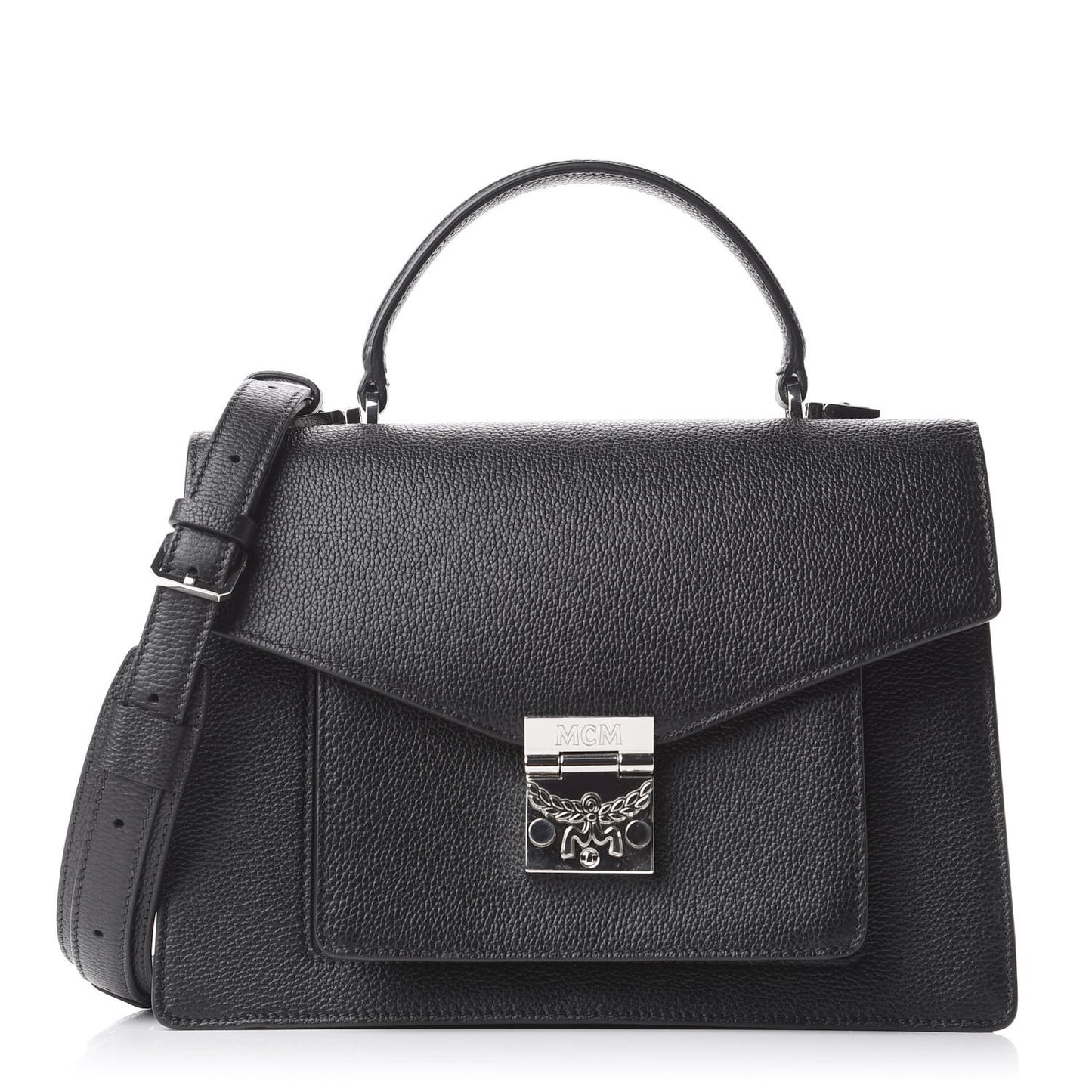 Grained Calfskin Medium Patricia Park Avenue Satchel Black