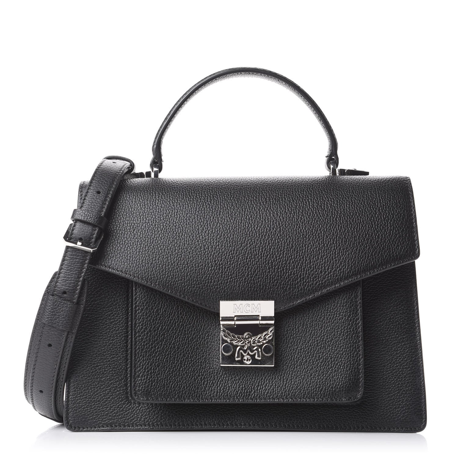 MCM Grained Calfskin Medium Patricia Park Avenue Satchel Black 1 of 11