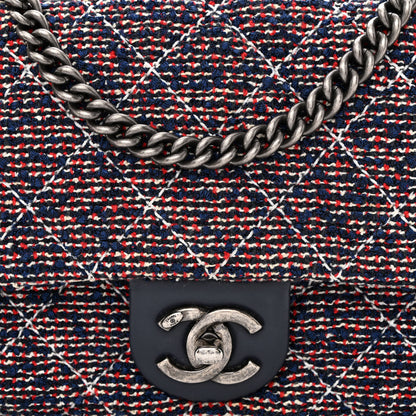 Chanel Tweed Quilted Medium Single Flap Blue Multicolor 8 of 10