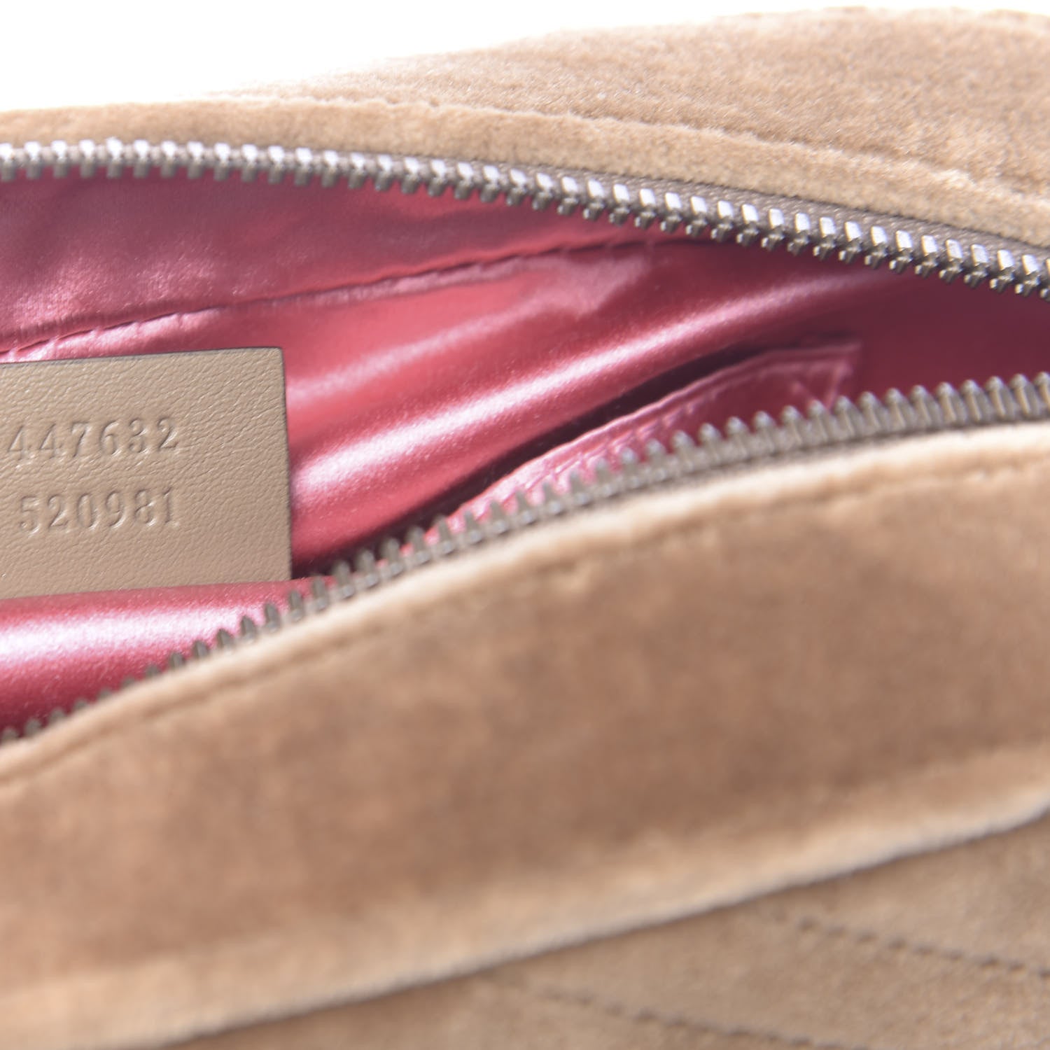 Gucci Velvet Matelasse Small GG Marmont Chain Shoulder Bag Taupe 8 of 10