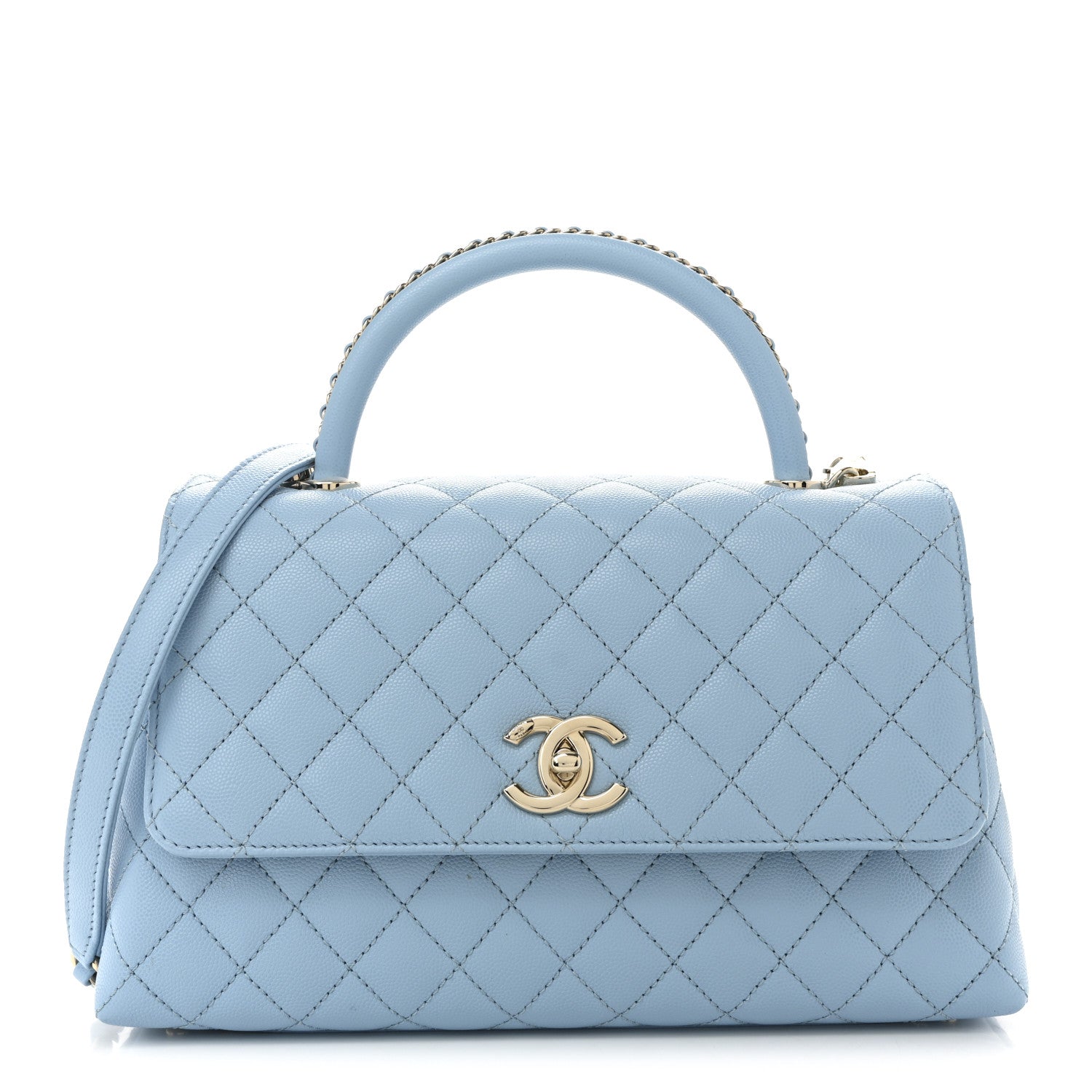 Chanel Caviar Quilted Small Coco Chain Handle Flap Light Blue 1 of 11