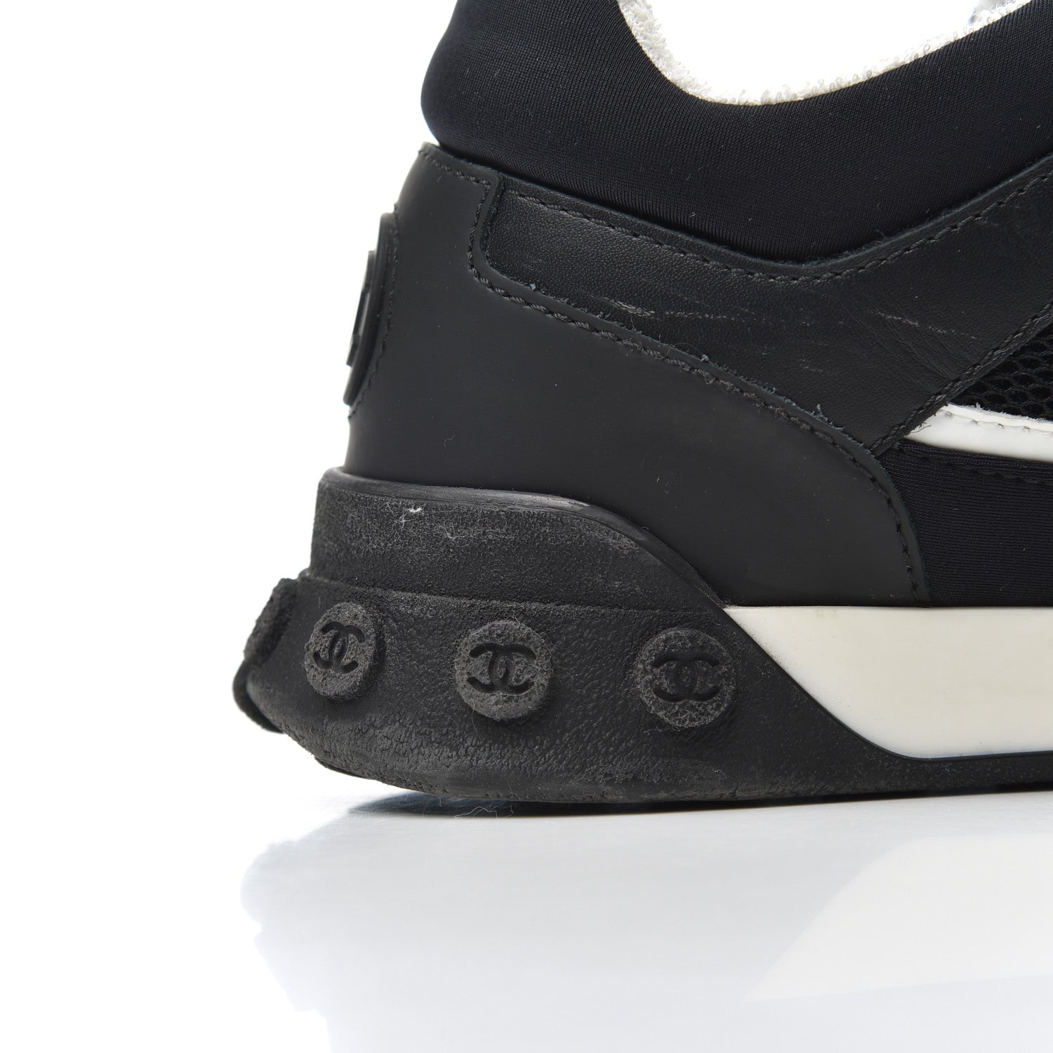 Chanel Calfskin Mesh Lycra Sneakers 39 Black 13 of 22