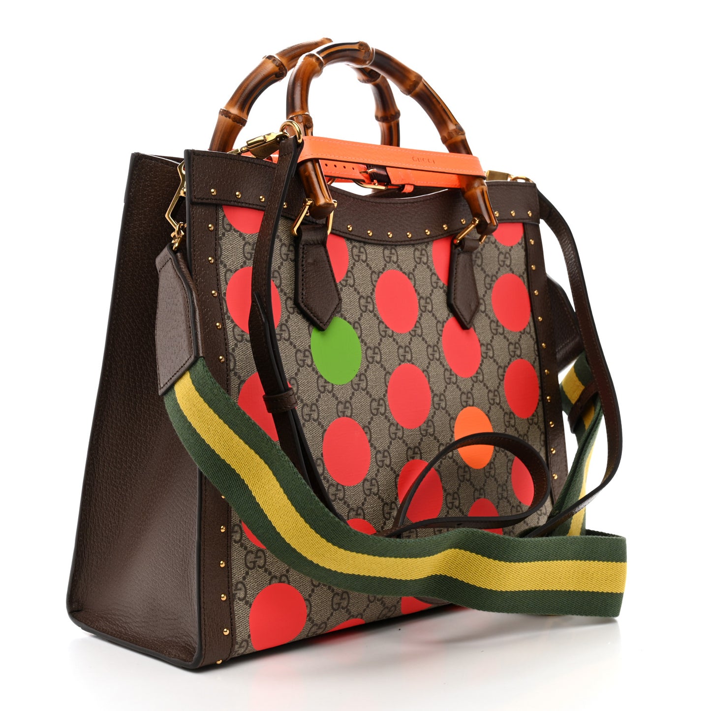 GG Supreme Monogram Equestrian Medium Diana Tote Bag Beige Multicolor New Acero