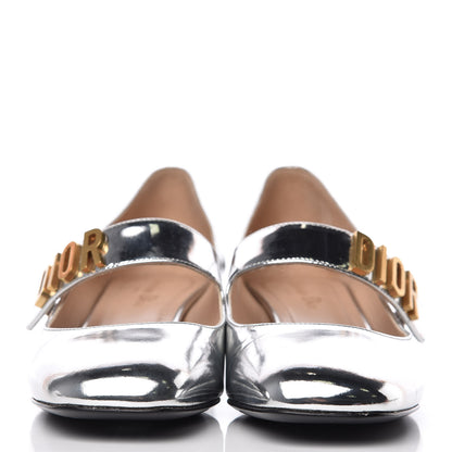 Christian Dior Mirror Finish Calfskin Baby-D Ballet Pumps 38 Silver 2 of 9