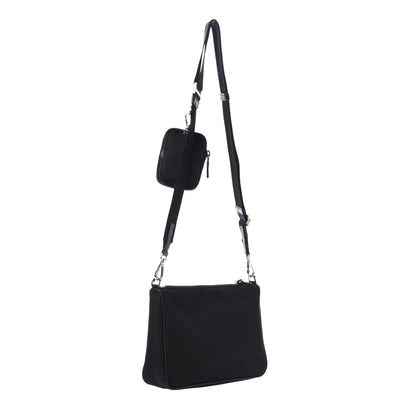 Prada Tessuto Nylon Saffiano Pocket Zippered Shoulder Bag Black 2 of 4