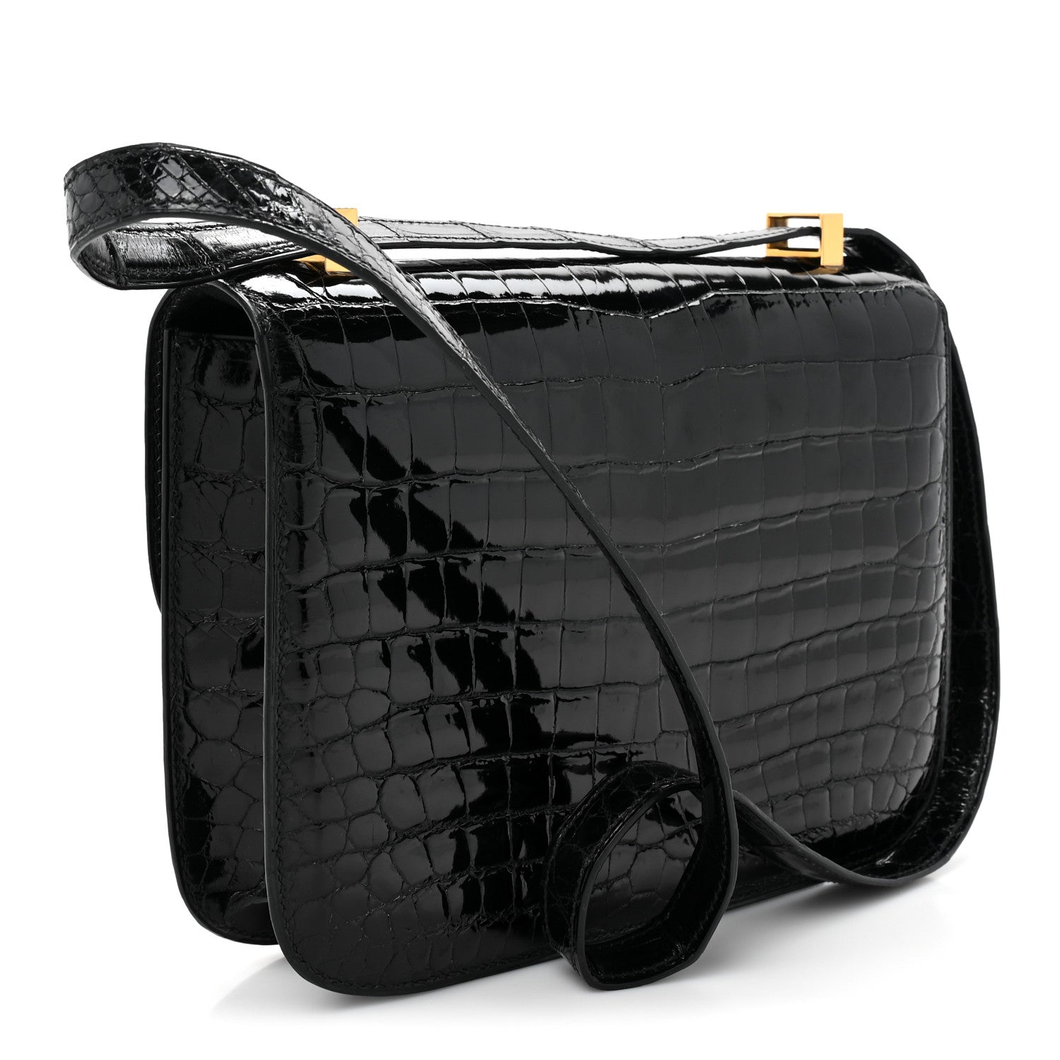 Hermes Shiny Niloticus Crocodile Constance 23 Black 3 of 9