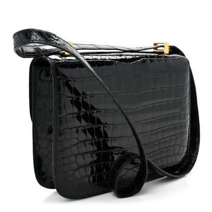 Hermes Shiny Niloticus Crocodile Constance 23 Black 3 of 9
