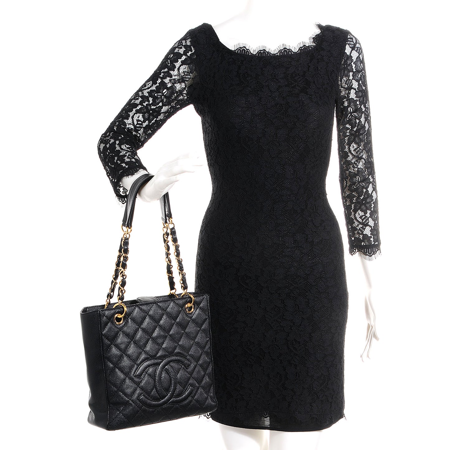 Caviar Petit Shopping Tote PST Black