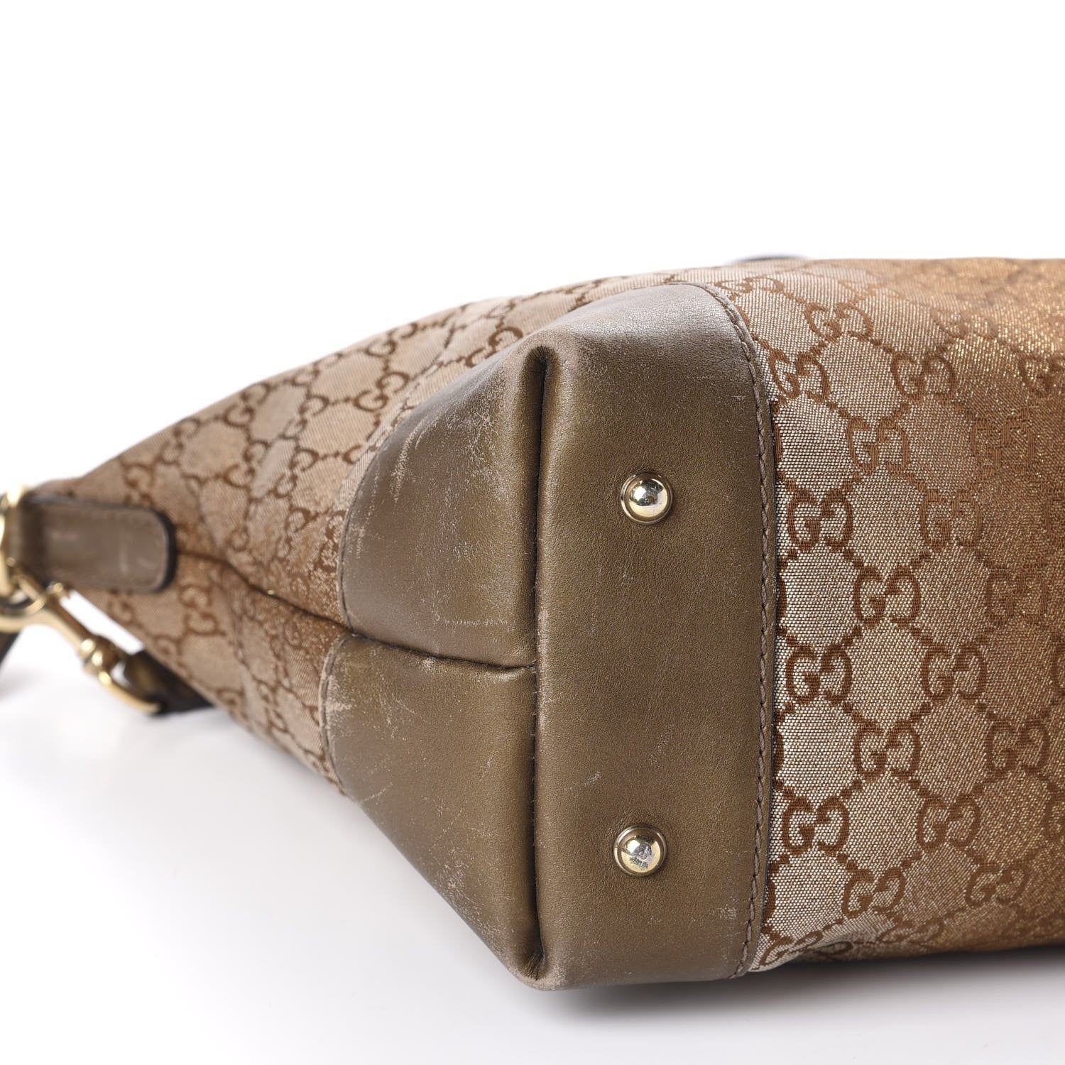 Gucci Monogram Lurex Heart Bit Charm Top Handle Tote Bronze 7 of 16