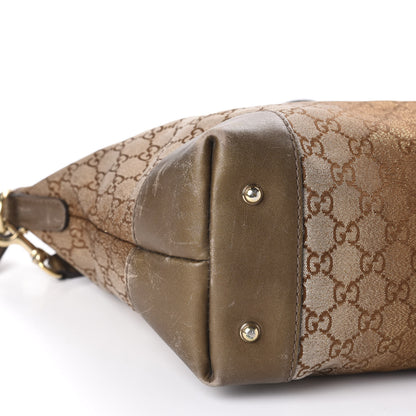 Gucci Monogram Lurex Heart Bit Charm Top Handle Tote Bronze 7 of 16