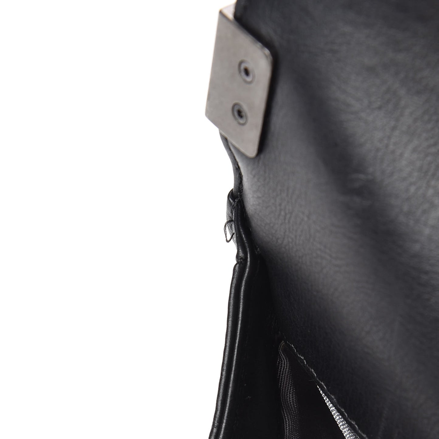Calfskin Double Stitch Small Boy Flap Black