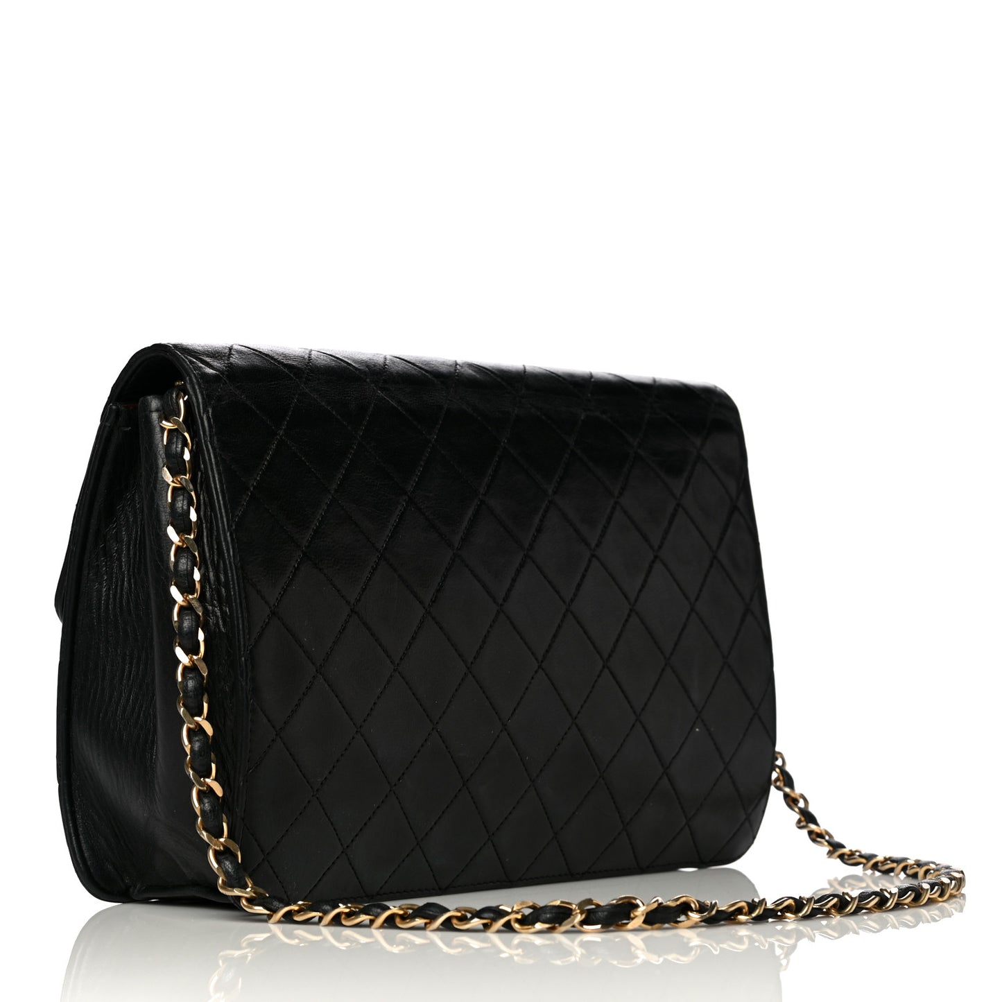 Lambskin Quilted Medium Single Flap Black
