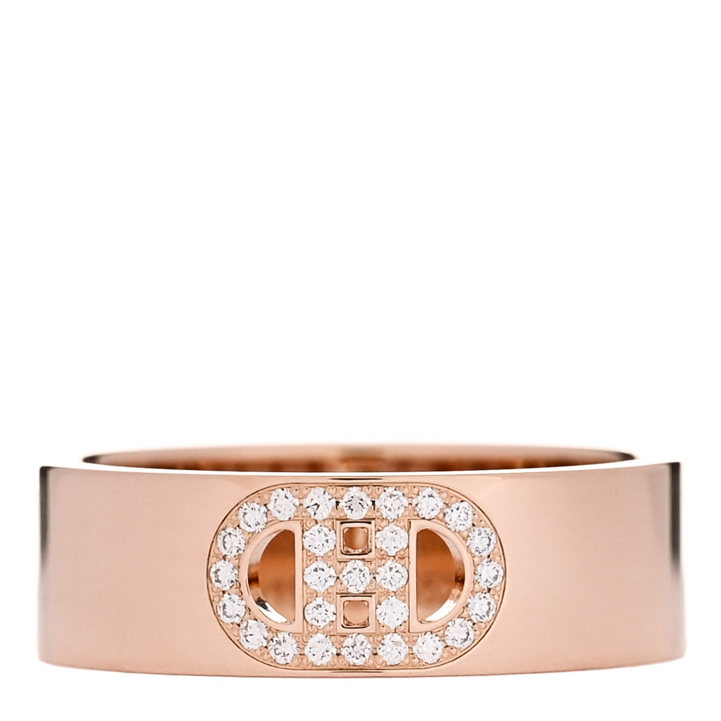 18K Rose Gold Diamond PM H D'Ancre Ring 50 5.25