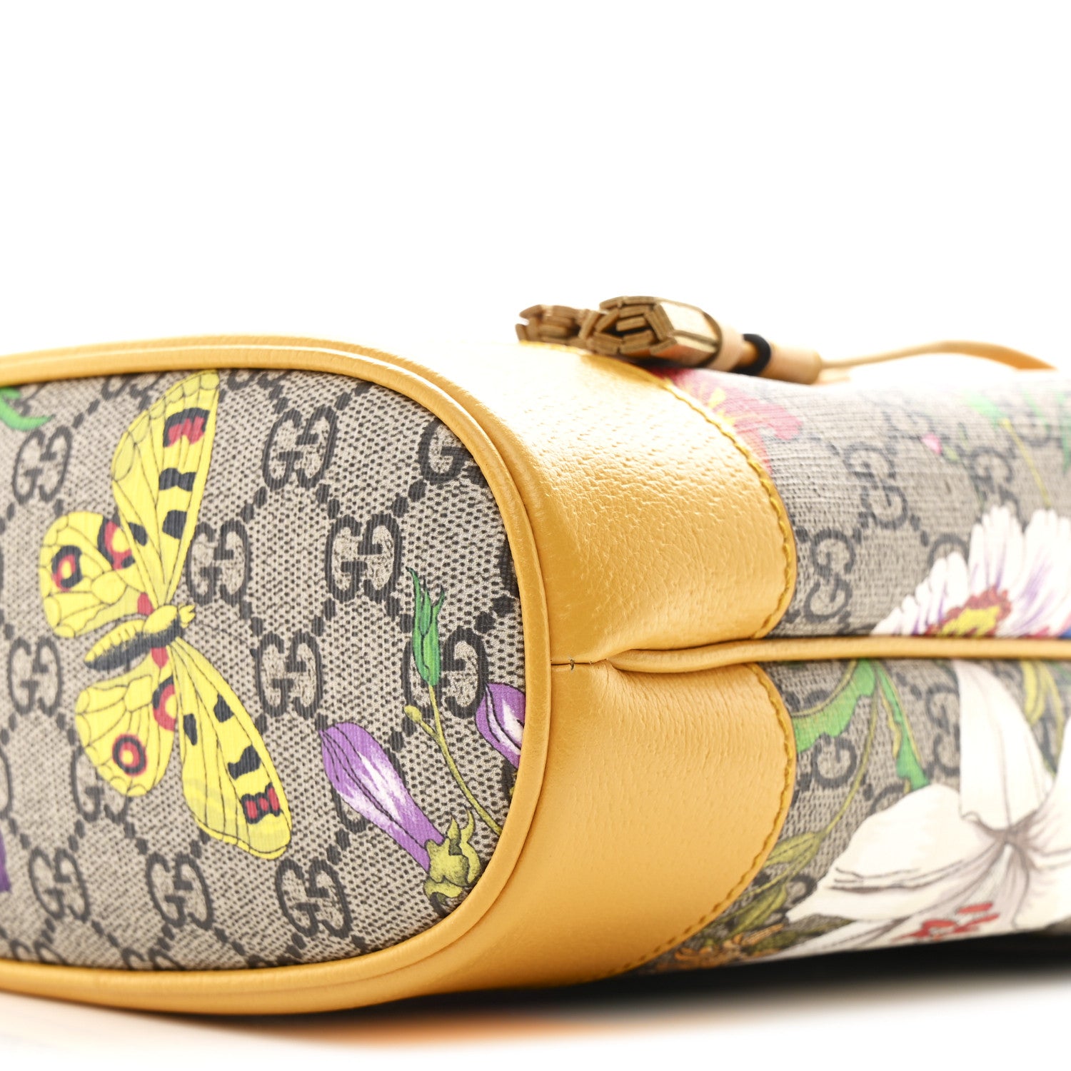 Gucci GG Supreme Monogram Flora Small Ophidia Bucket Bag Beige Multicolor Crop 10 of 10