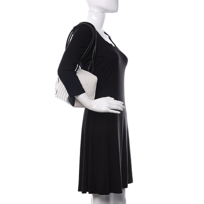 Chanel Calfskin Quilted Large Cambon Bowler White Black 2 of 13