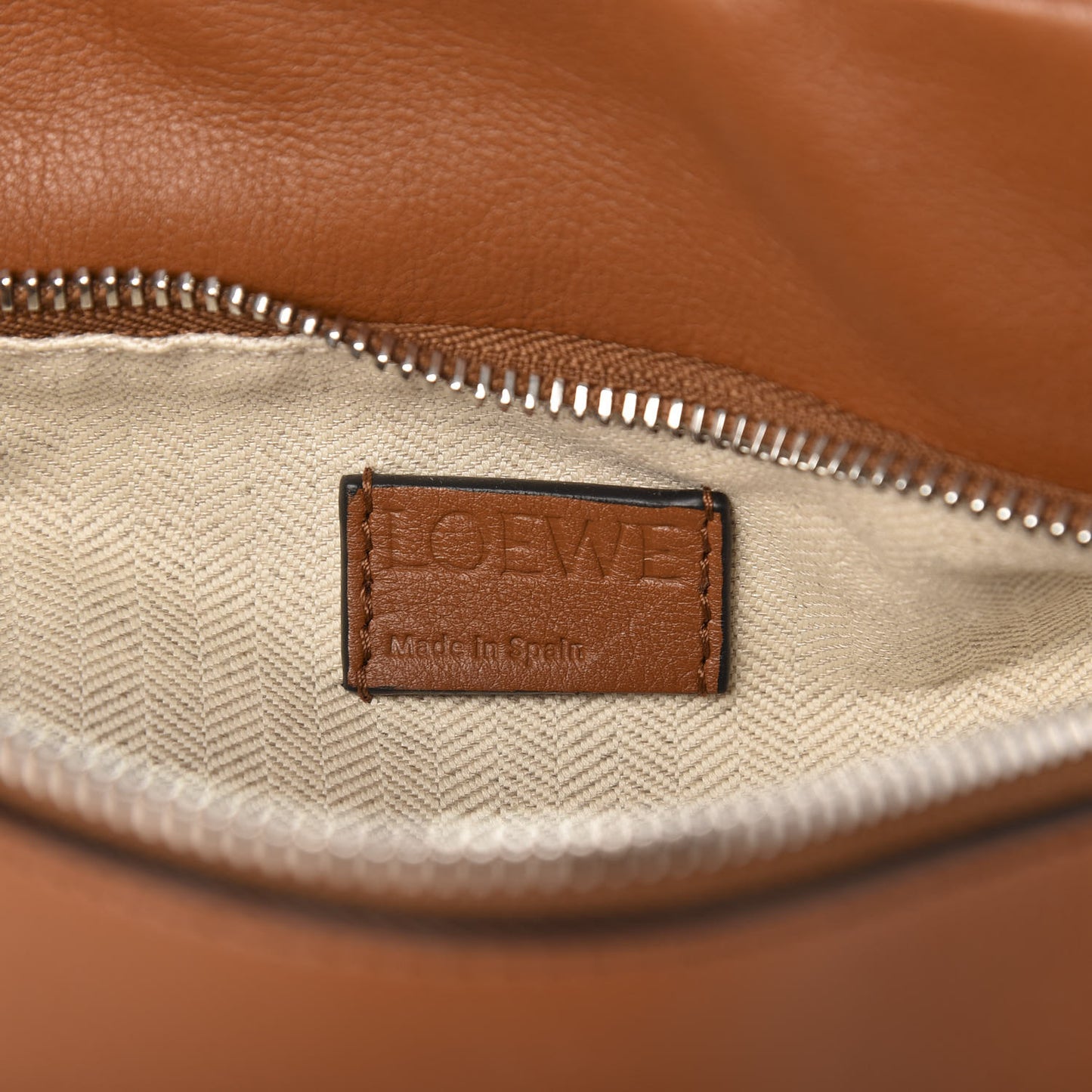 Calfskin Woven Small Puzzle Bag Tan