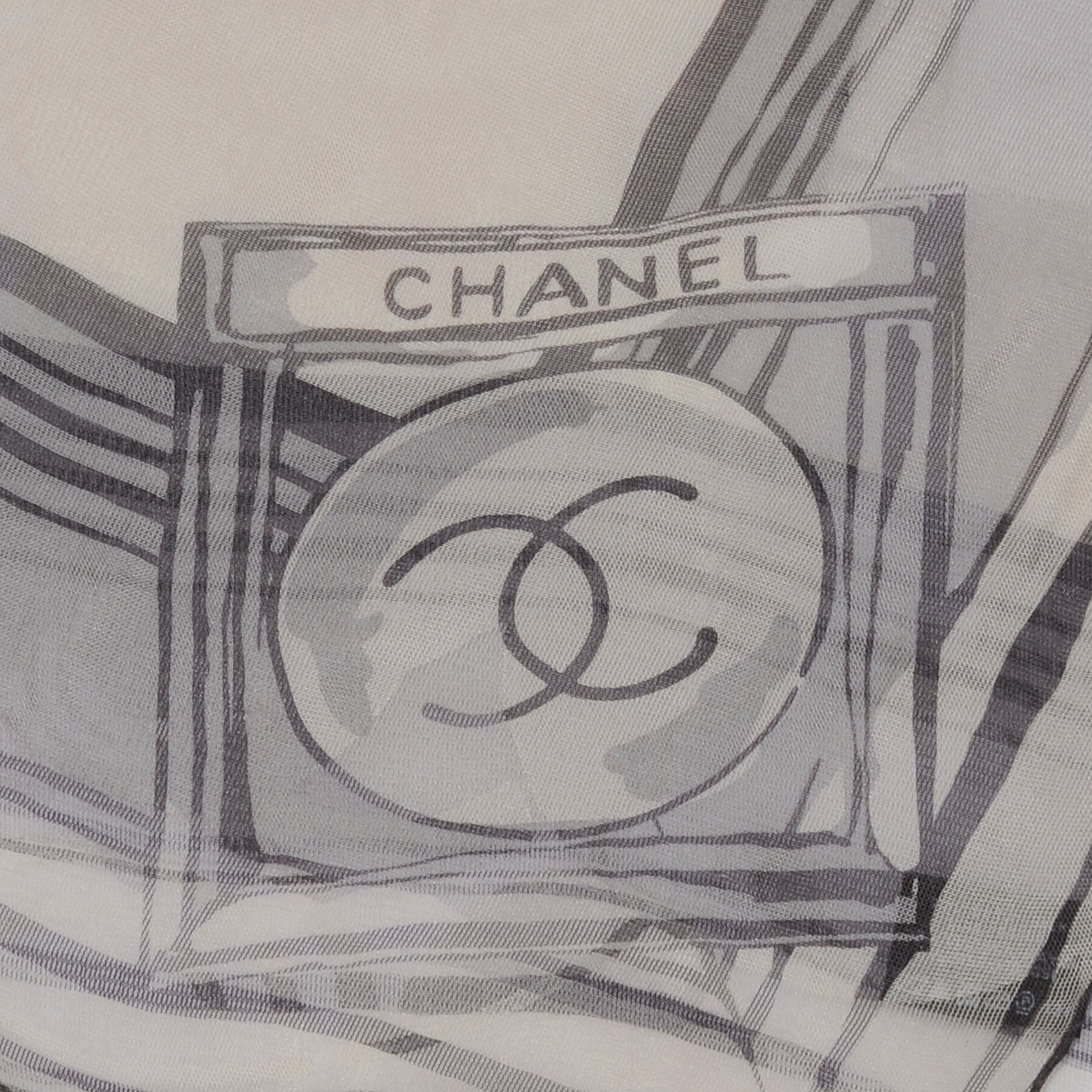 Chanel Silk Rayon CC Logo Stole Beige 3 of 5