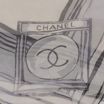 Chanel Silk Rayon CC Logo Stole Beige 3 of 5