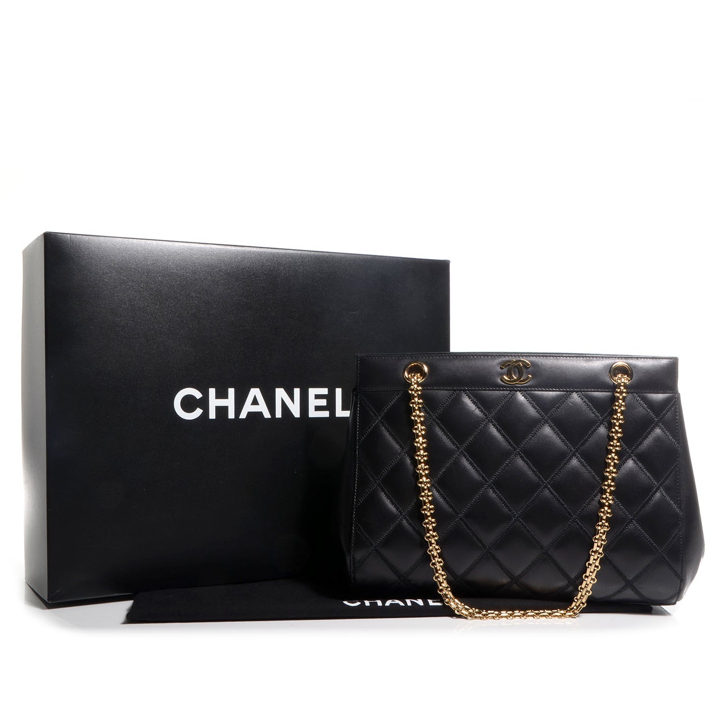 Lambskin CC Shopping Tote Black