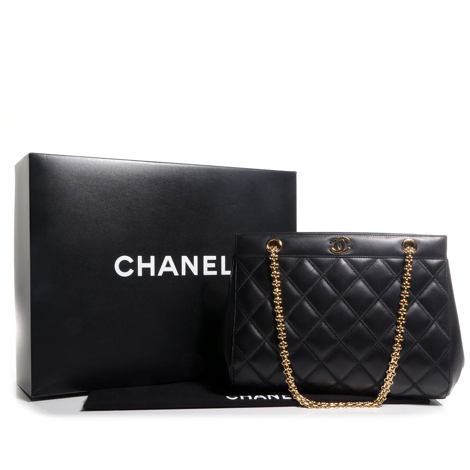 Chanel Lambskin CC Shopping Tote Black 8 of 9