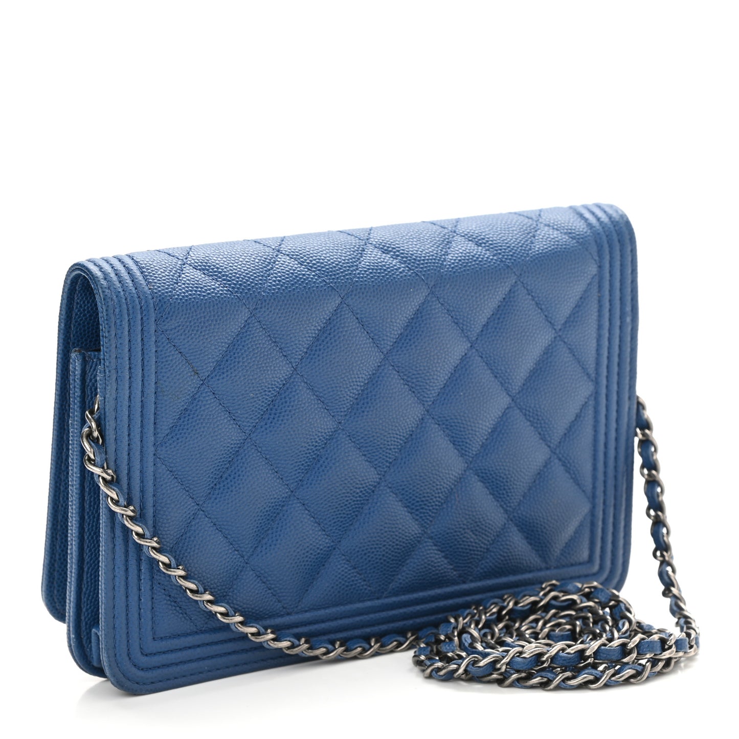 Caviar Quilted Boy Wallet On Chain WOC Blue