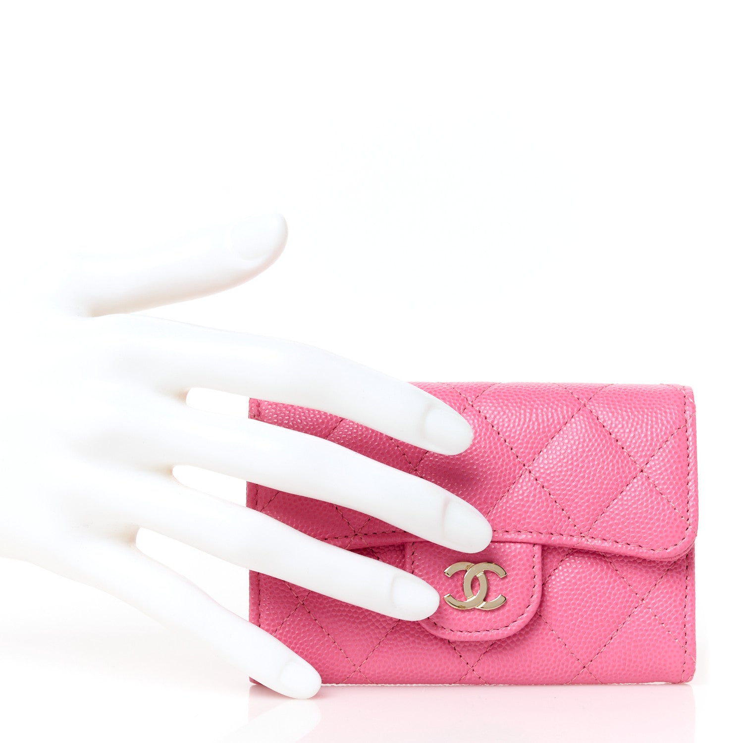 Chanel Caviar Quilted Flap Card Holder Pink 2 of 12