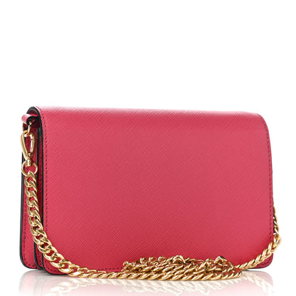 Prada Saffiano Bandoliera Flip Lock Chain Crossbody Bag Peonia 3 of 9