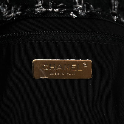 Chanel Tweed Quilted Large Chanel 19 Flap Black Ecru White 6 of 11