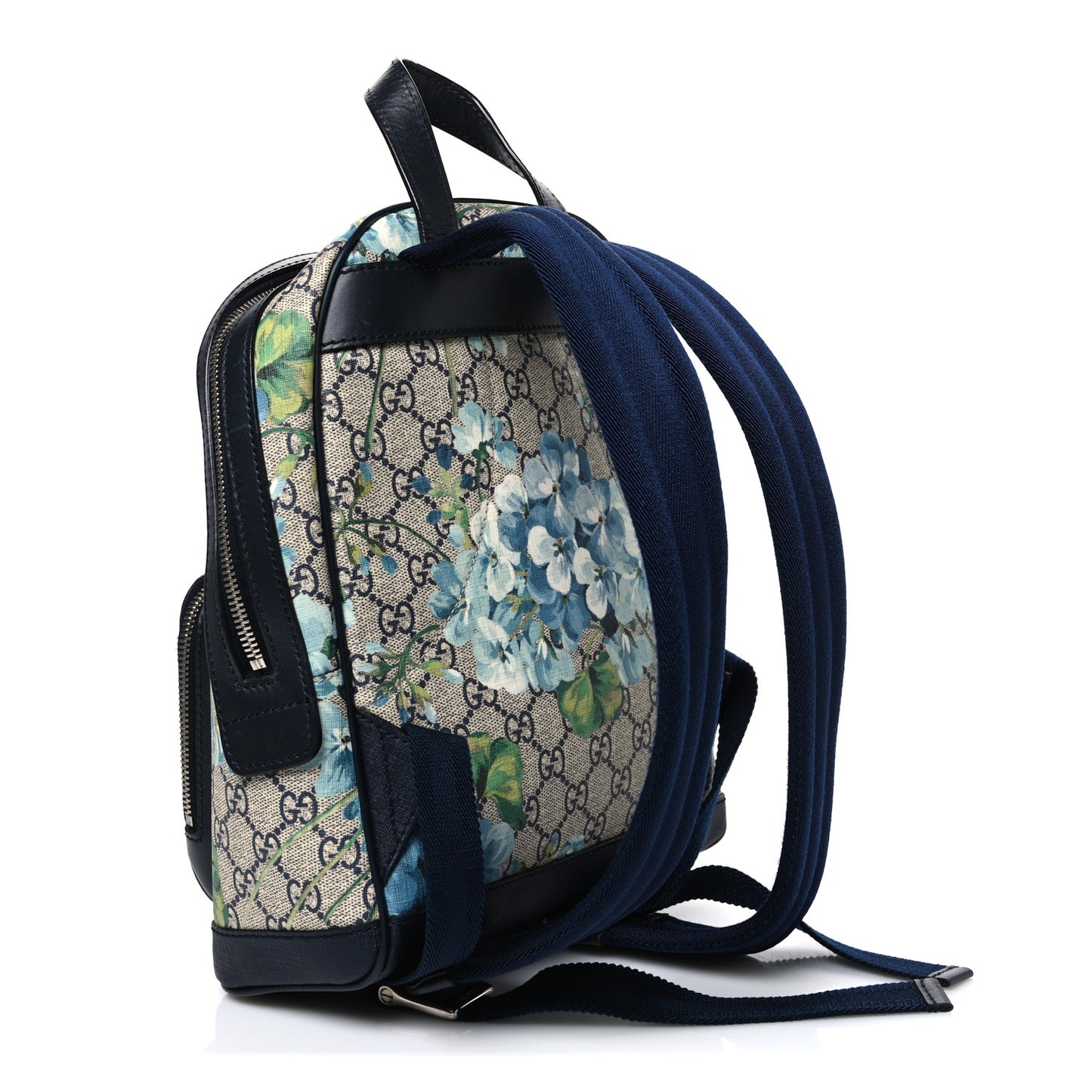 GG Supreme Monogram Blooms Small Day Backpack Blue