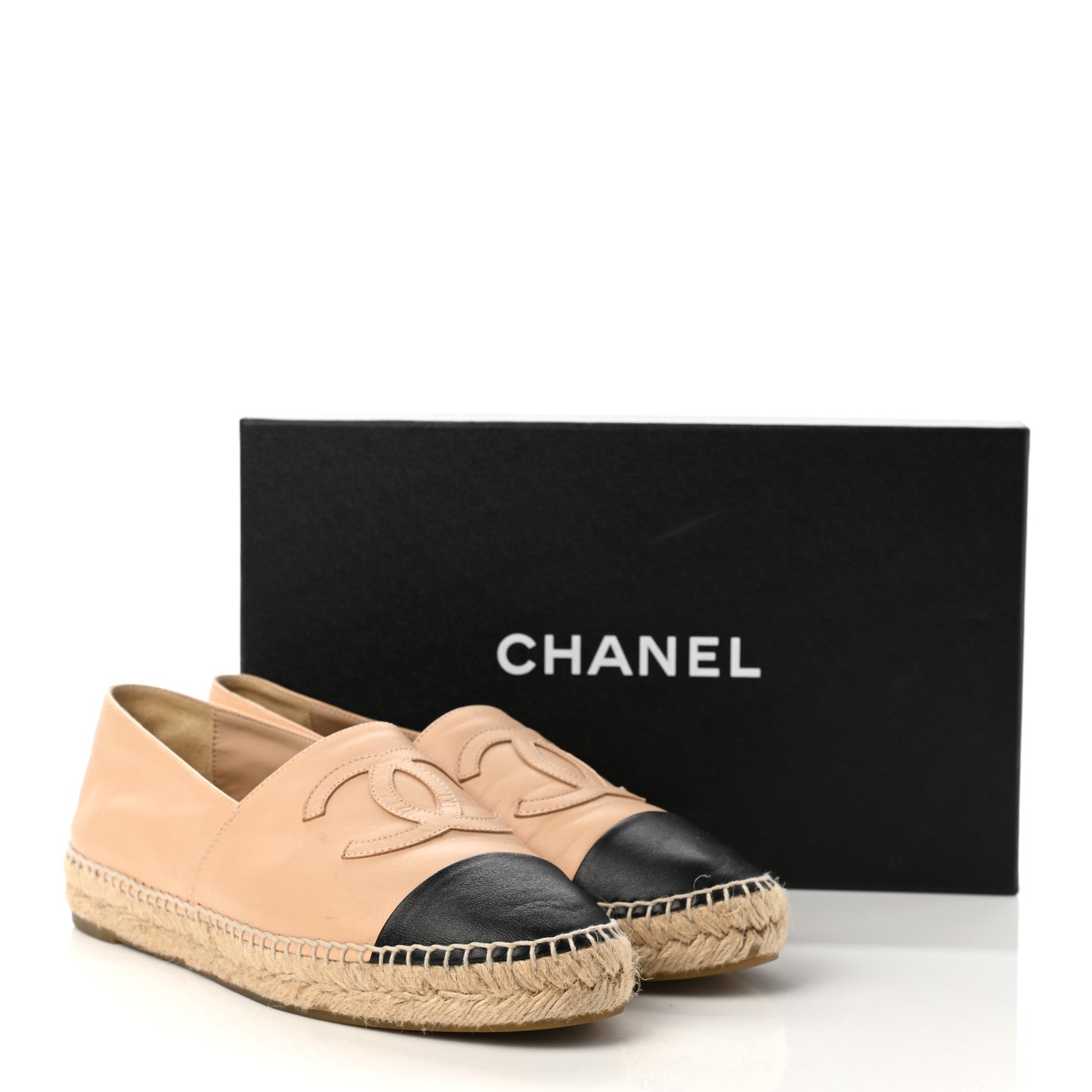 Chanel Lambskin CC Espadrilles 39 Beige Black 9 of 9