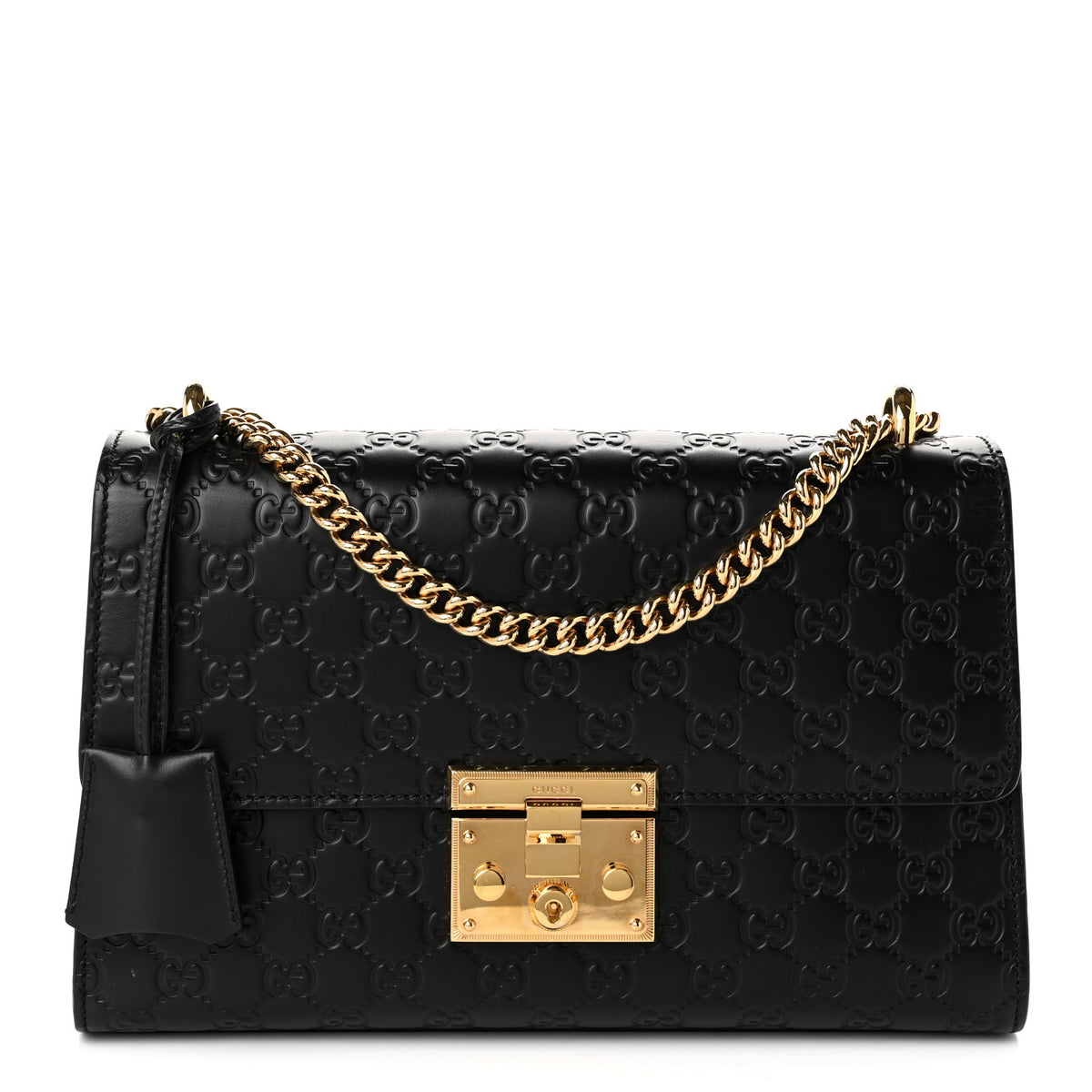 Guccissima Medium Padlock Shoulder Bag Black