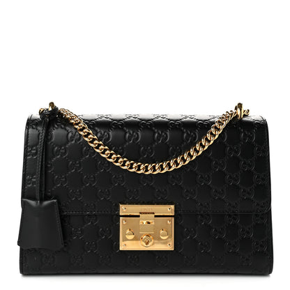 Gucci Guccissima Medium Padlock Shoulder Bag Black 1 of 10