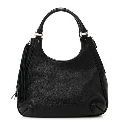 Chanel Grained Calfskin Tassel Hobo Black 1 of 9