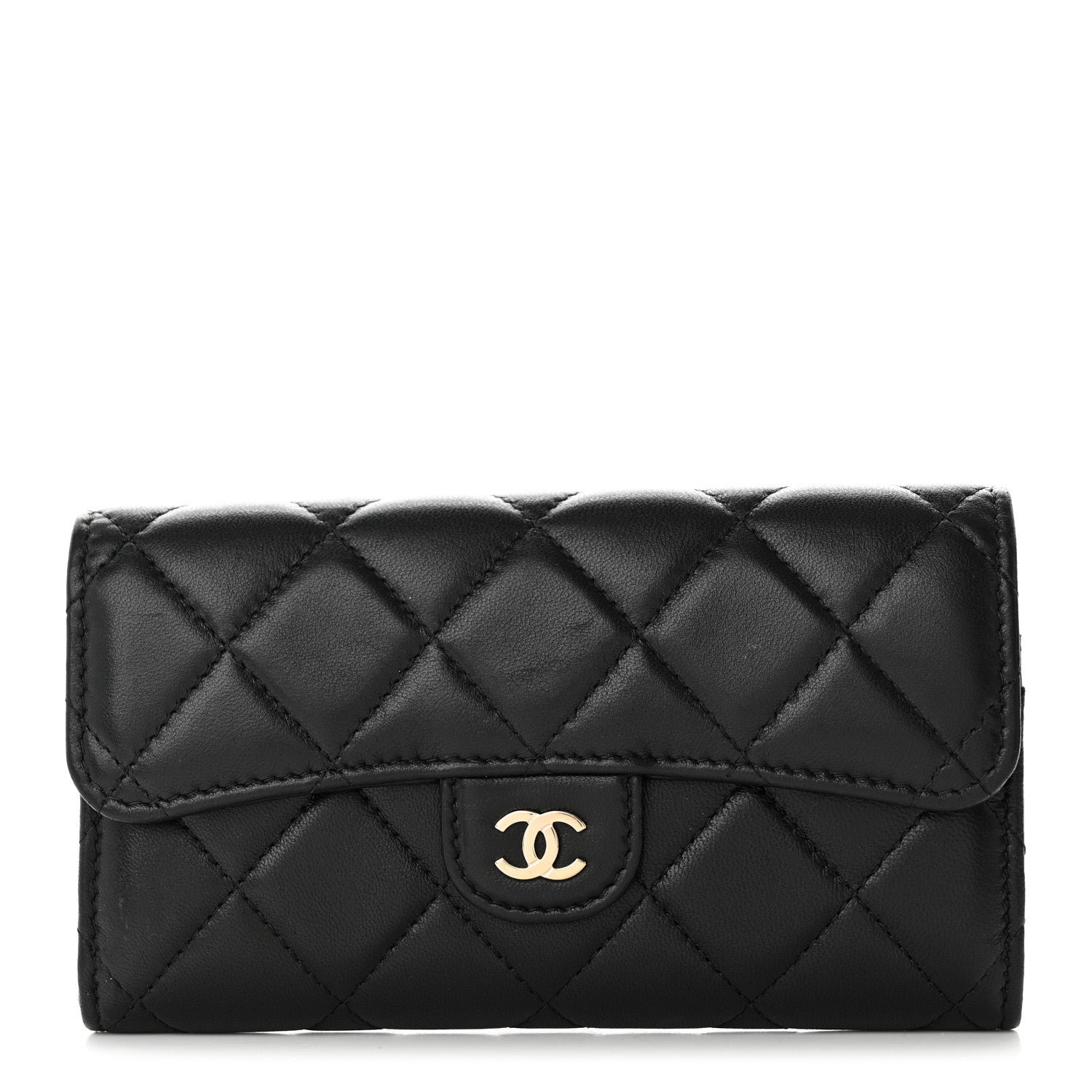 Chanel Lambskin Quilted Medium Flap Wallet Black 1 of 12