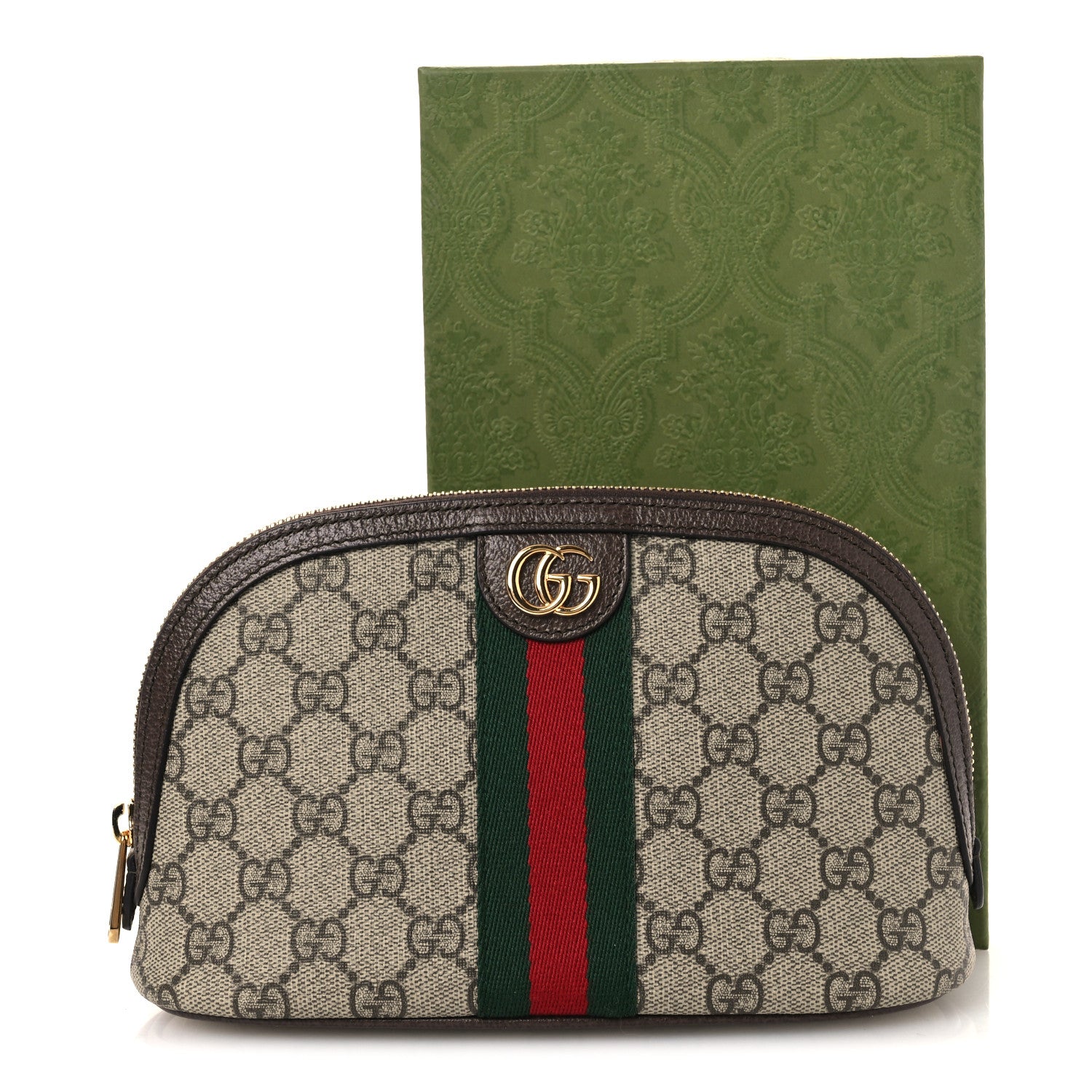 Gucci GG Supreme Monogram Textured Calfskin Web Large Ophidia Cosmetic Case Beige Ebony New Acero 11 of 11